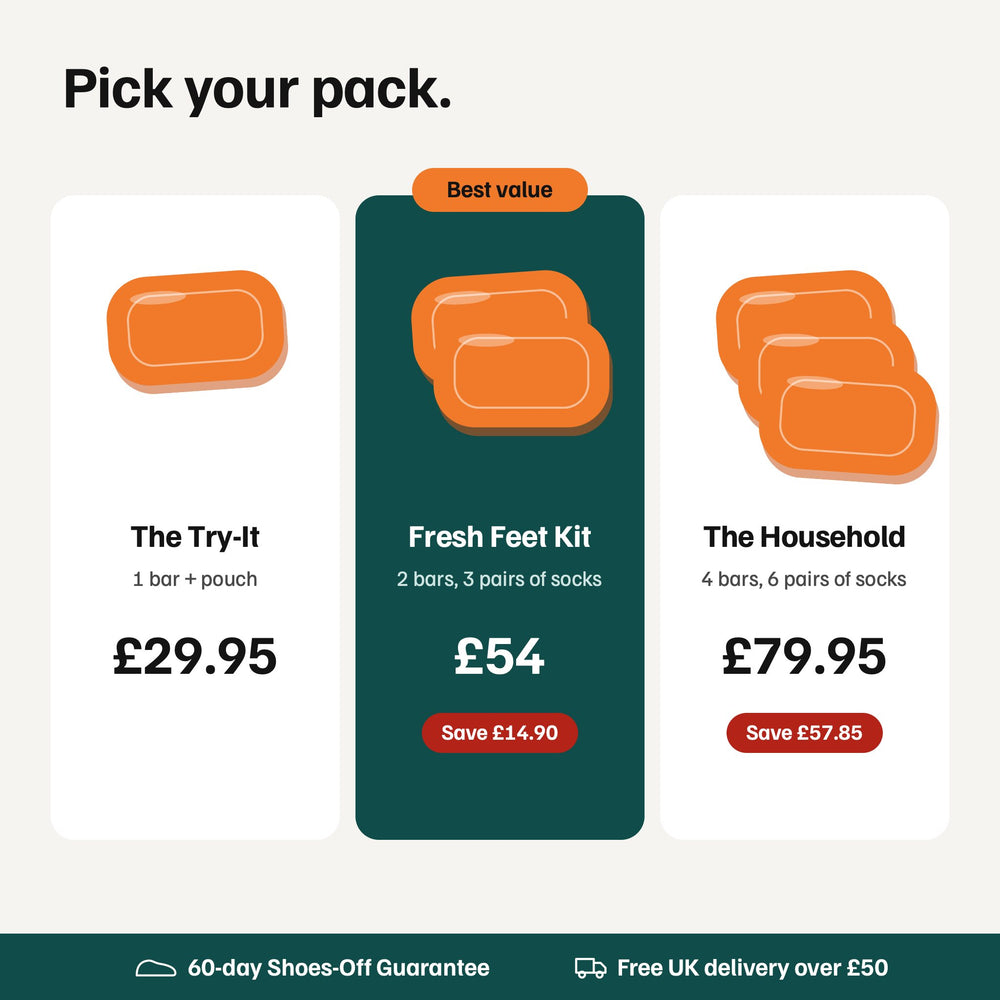 The three packs: 1 Foot Bar, 2 + 1 Free and 3 + 2 Free