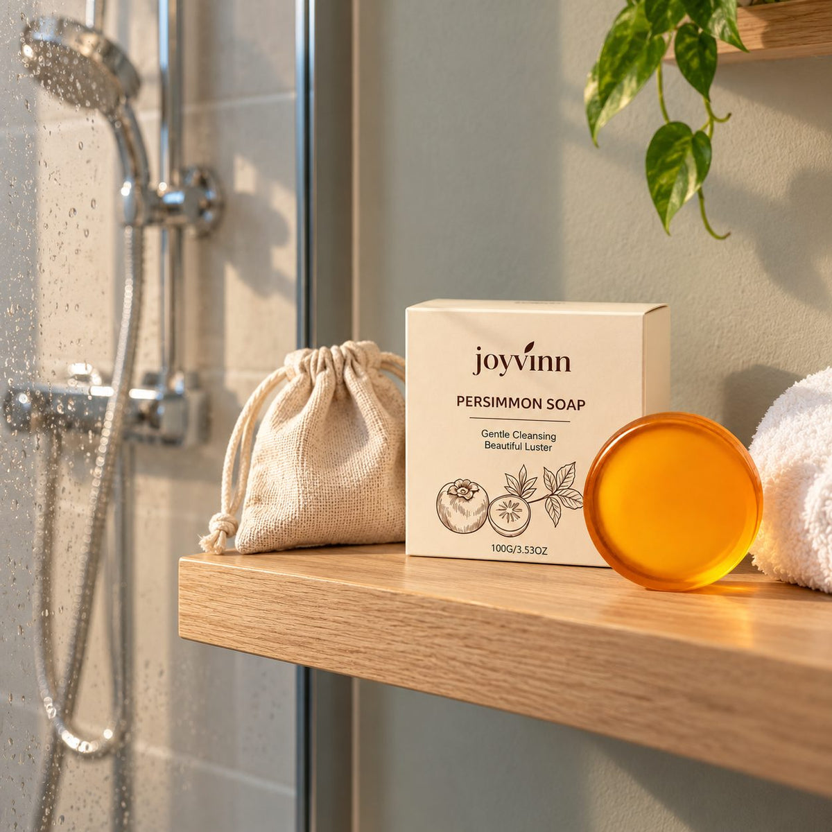 The foot bar on a bathroom shelf next to the shower