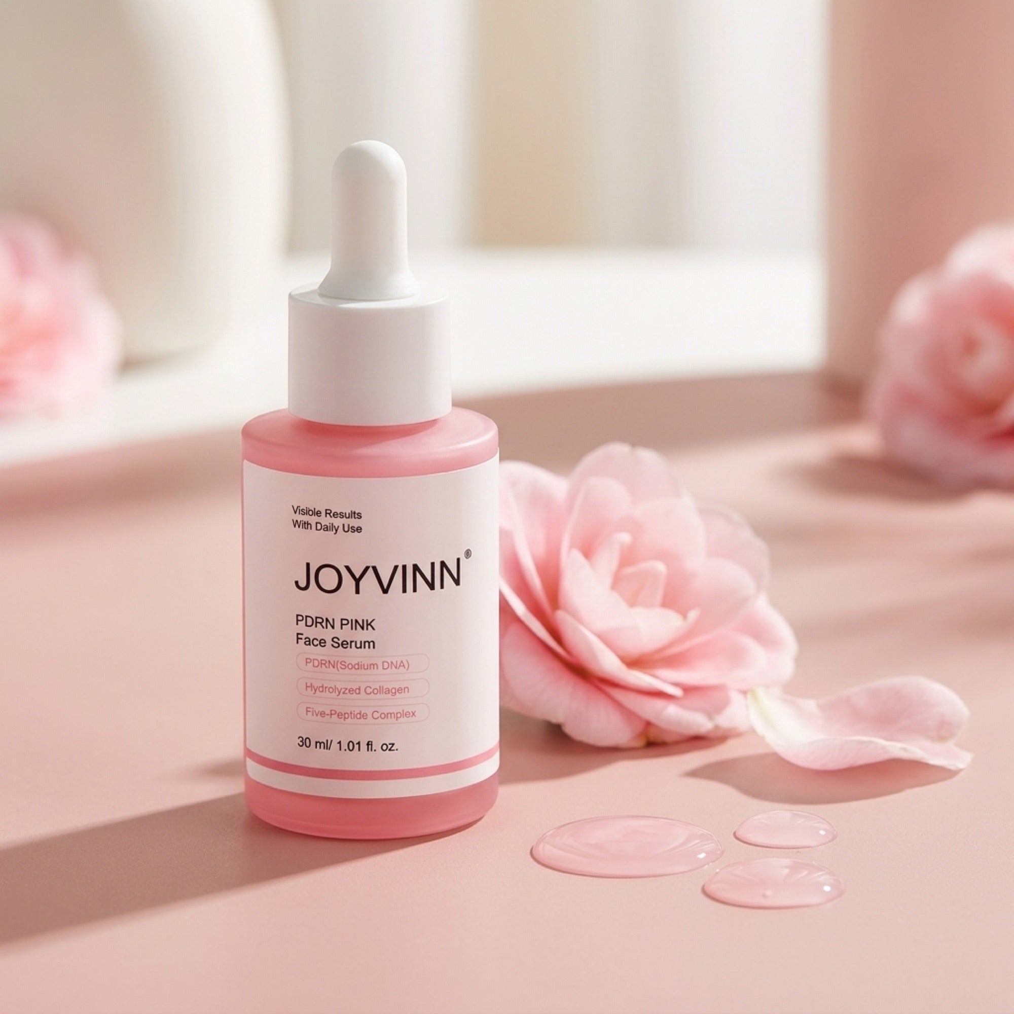 Inhaltsstoffe des JOYVINN Serums: Lachs-PDRN, hydrolysiertes Kollagen und Peptide